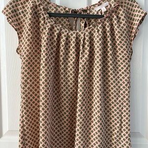 LC Lauren Conrad Pink and Green Cap Sleeve Blouse